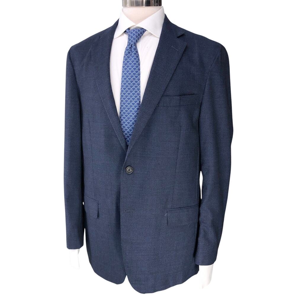 Hart Schaffner Marx Sport Coat Mens 42R Navy Textured Soft Shoulder